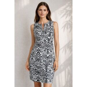 Jude Connally Ellie Black White Jude Cloth Geo Abstract Shift Dress SZ Small